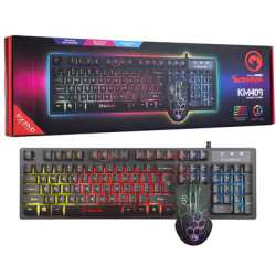 Marvo Scorpion KM409 Gaming Keyboard and Mouse Bundle, 7 Colour LED Backlit, USB 2.0, Compact Design, with Multi-Media and Anti-