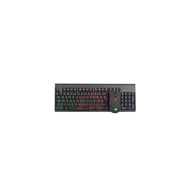 Marvo Scorpion KW512 Wireless Keyboard and Mouse Bundle, 12 Multimedia Keys, 3 Colour LED Backlit with 7 Lighting Modes, Optical