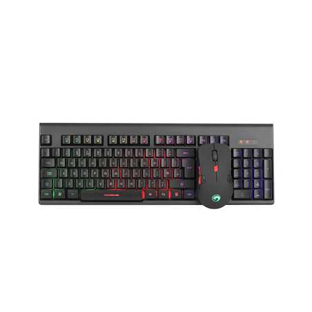 Marvo Scorpion KW512 Wireless Keyboard and Mouse Bundle, 12 Multimedia Keys, 3 Colour LED Backlit with 7 Lighting Modes, Optical