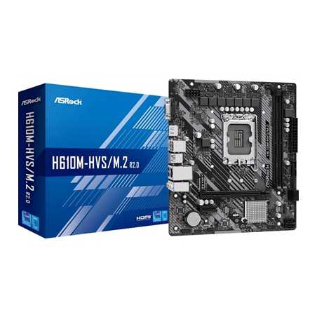 ASRock H610M-HDV/M.2 R2.0 Motherboard, Intel Socket 1700,Supports 14th, 13th & 12th Gen, DDR4, Micro ATX, 6 Phase Power Design, 