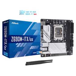 ASRock Z690M-ITX/ax Motherboard, Intel Socket 1700, 12th Gen, Mini ITX, 8 Phase Dr. MOS Design, DDR4, 1x PCIe 5.0 x16, 4x SATA3,