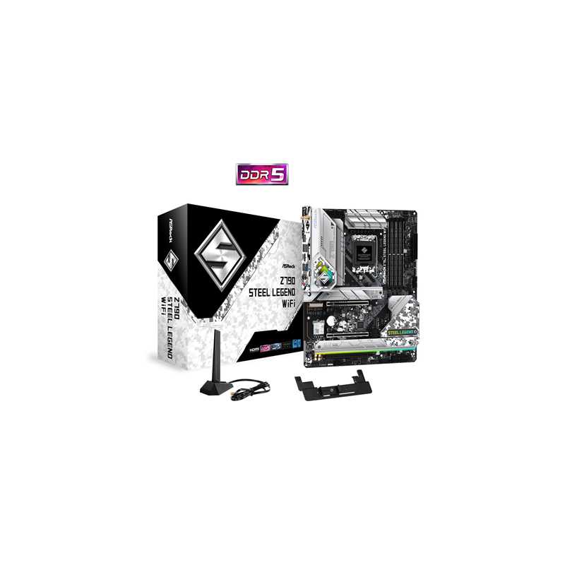 ASRock Z790 STEEL LEGEND WIFI Motherboard, Intel Socket 1700, ATX, DDR5, USB Type-C 3.2 Gen2x2, 1x PCIe 5.0 x16, 1x PCIe 4.0 x16