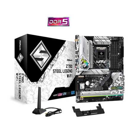 ASRock Z790 STEEL LEGEND WIFI Motherboard, Intel Socket 1700, ATX, DDR5, USB Type-C 3.2 Gen2x2, 1x PCIe 5.0 x16, 1x PCIe 4.0 x16