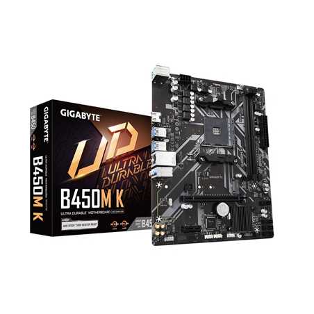 Gigabyte B450M K DDR4 Motherboard, AMD Socket AM4, Micro ATX, USB 3.2 Gen 1, 1 PCIe 3.0 x16, 1 PCIe 3.0 x4 M.2, HDMI 2.0, Realte