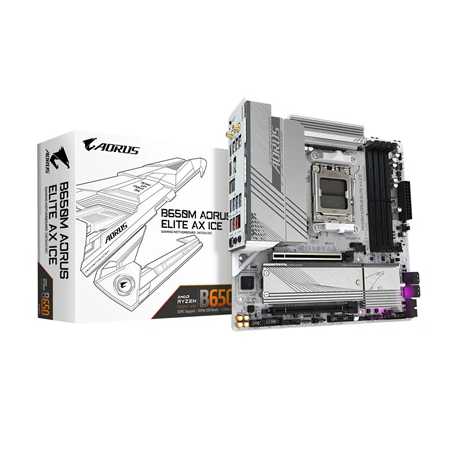 Gigabyte B650M AORUS ELITE AX ICE, AMD B650, AM5, DDR5, Sata 6Gb/s, PCIe 4, 2x M.2, 2.5Gbe, Micro ATX, Wifi Motherboard