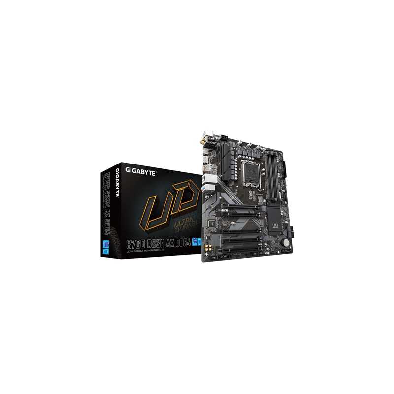 Gigabyte B760 DS3H AX DDR4 Motherboard, Intel Socket 1700, 12th/13th Gen, 1x PCIe 4.0 x16, 2 x PCIe 4.0 M.2, ATX, USB Type-C, 2.