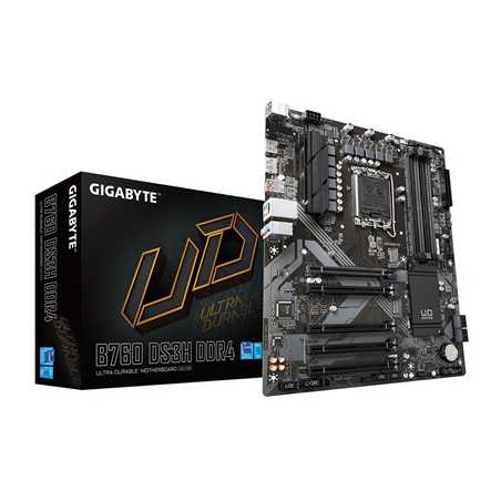 Gigabyte B760 DS3H DDR4 Motherboard, Intel Socket 1700, 12th/13th Gen, 1x PCIe 4.0 x16, 2 x PCIe 4.0 M.2, ATX, USB Type-C, 2.5Gb