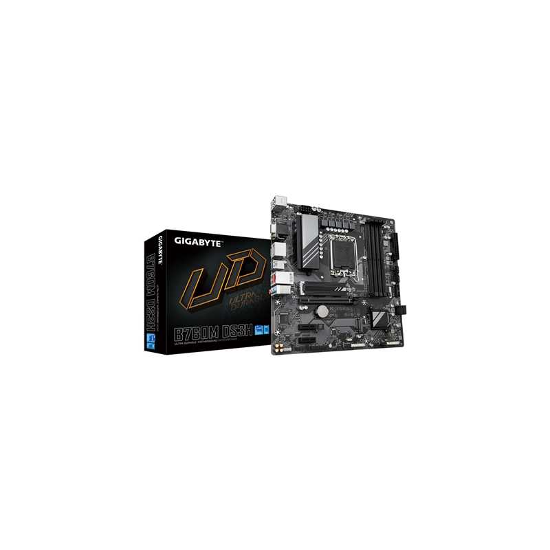 Gigabyte B760M DS3H DDR5 Motherboard, Intel Socket 1700, 12th/13th Gen, 1x PCIe 4.0 x16, Micro ATX, USB Type-C, 2.5GbE LAN, HDMI