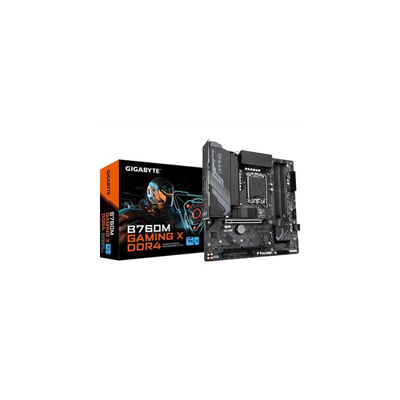 Gigabyte B760M GAMING X DDR4 Motherboard, Intel Socket 1700, 12th/13th Gen, 1x PCIe 4.0 x16, 2 x PCIe 4.0 M.2, Micro ATX, Front 