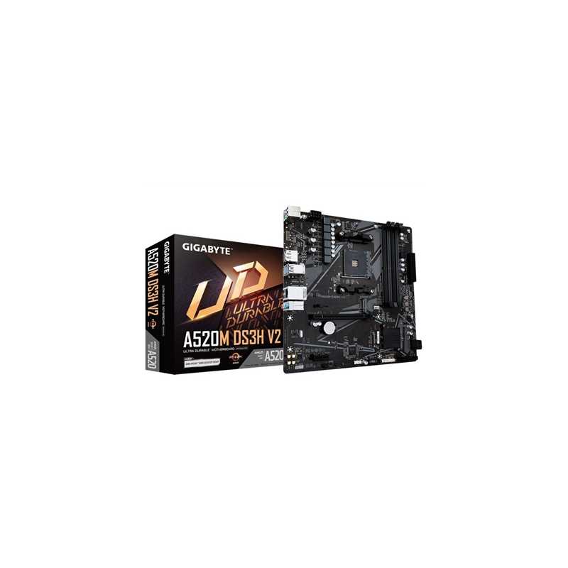 Gigabyte A520M DS3H V2 Motherboard, AMD Socket AM4, Micro ATX, DDR4, Pure Digital VRM, High Quality Audio, Gaming LAN, PCIe 3.0 