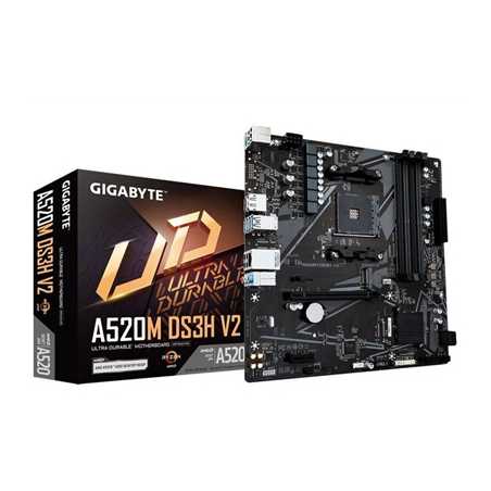 Gigabyte A520M DS3H V2 Motherboard, AMD Socket AM4, Micro ATX, DDR4, Pure Digital VRM, High Quality Audio, Gaming LAN, PCIe 3.0 