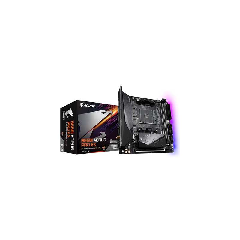 Gigabyte B550I AORUS PRO AX AMD Socket AM4 Mini ITX Dual HDMI/DIsplayPort M.2 RGB USB 3.2 Type-C Motherboard