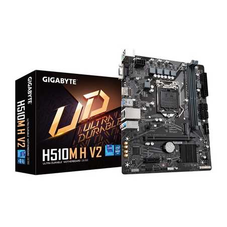 Gigabyte H510M H V2 Motherboard, Intel Socket 1200, Micro ATX, 8-Channel HD Audio, 1 PCIe 3.0 x16, 1 PCIe 3.0 x4 M.2, HDMI 1.4, 