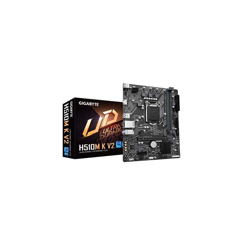 Gigabyte H510M K V2 Motherboard, Intel Socket 1200, Micro ATX, High Definition Audio, 1 PCIe 4.0 x16, 1 PCIe 3.0 x1, 1 PCIe 3.0 