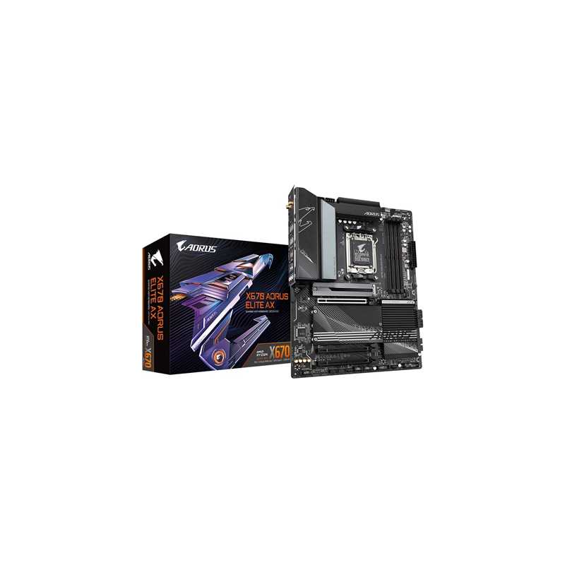 Gigabyte X670 AORUS ELITE AX (rev. 1) Motherboard, AMD Socket AM5, ATX, DDR5, AMD Wi-Fi 6E RZ616, Bluetooth 5.2, 1 x PCIe 4.0 x1