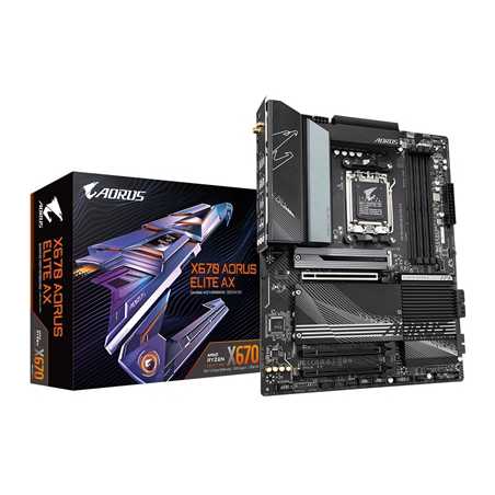 Gigabyte X670 AORUS ELITE AX (rev. 1) Motherboard, AMD Socket AM5, ATX, DDR5, AMD Wi-Fi 6E RZ616, Bluetooth 5.2, 1 x PCIe 4.0 x1