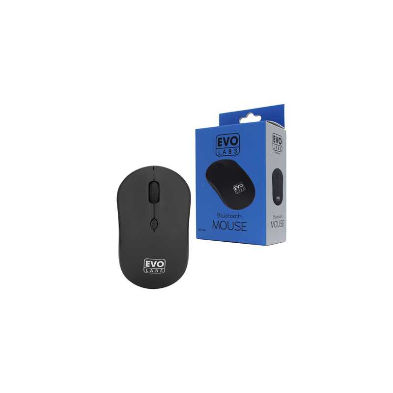 Evo Labs BTM-001 Bluetooth Mouse, 800 DPI Optical Tracking, Full Size, 3 Button with Scroll Wheel, Ambidextrous Design, Matte Bl