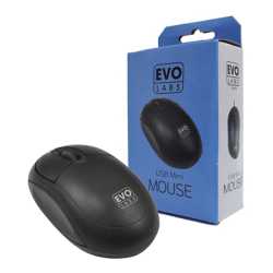 Evo Labs MO-001 Wired USB Mini Plug and Play Mouse, 800 DPI Optical Tracking, 3 Button with Scroll Wheel,  Ambidextrous Design f