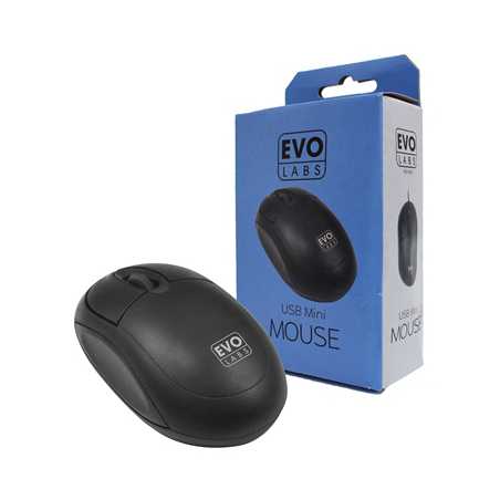 Evo Labs MO-001 Wired USB Mini Plug and Play Mouse, 800 DPI Optical Tracking, 3 Button with Scroll Wheel,  Ambidextrous Design f