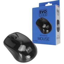 Evo Labs MO-234WBLK Wireless Mouse, 2.4GHz with USB Mini Receiver, 800 DPI Optical Tracking, Ambidextrous Design for PC / Mac / 