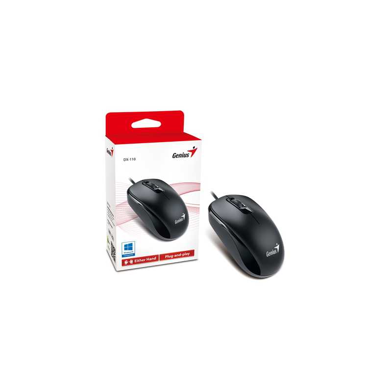 Genius DX-110 Wired PS2 Plug and Play Mouse, 1000 DPI Optical Tracking, 3 Button with Scroll Wheel, Ambidextrous Design with 1.5