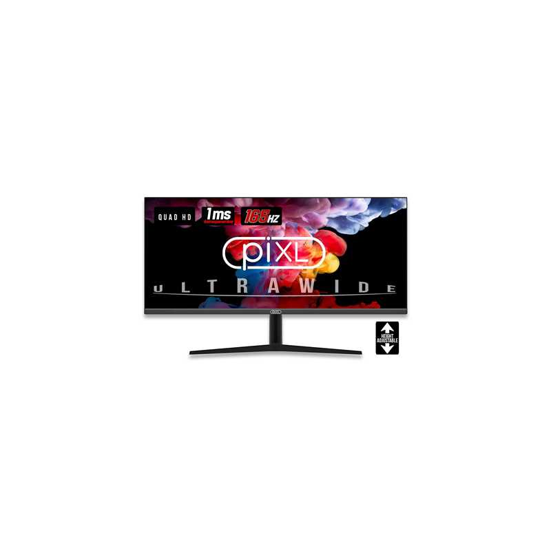 piXL 34-inch UWQHD UltraWide 165Hz Gaming Monitor with 100% sRGB Colour Gamut, Quad HD 3440 x 1440 IPS Panel & 1ms Response Time