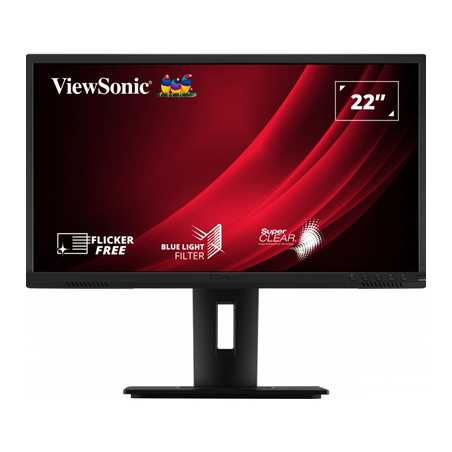 Viewsonic VG2240 22 Inch Full HD Monitor, Widescreen, 60Hz, 5ms, VGA, HDMI, DisplayPort, USB 3.2, Speakers, Height Adjust, Pivot