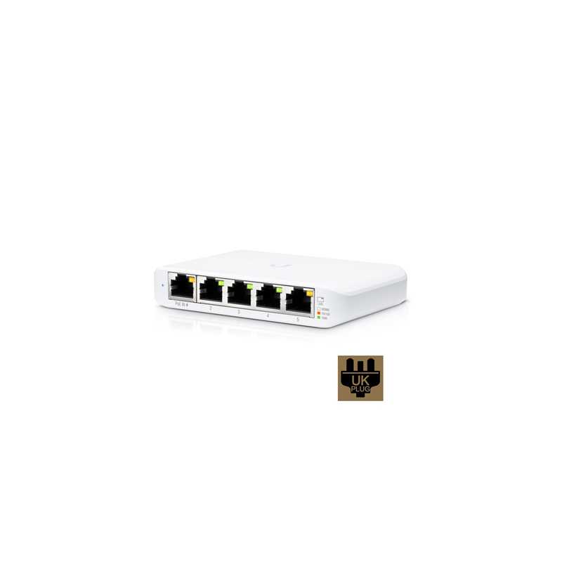 Ubiquiti USW-FLEX-MINI UniFi USW Flex Mini 5 Port Smart Managed POE/USB C Powered Gigabit Network Switch (UK Plug)