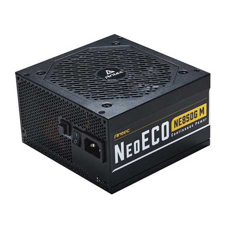 ANTEC NeoECO NE850G M 850W PSU, 120mm Silent Fan, 80 PLUS Gold, Fully Modular, UK Plug, Heavy-Duty Japanese Capacitors, Hybrid Z