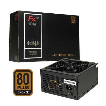 CRONUS 500ATV FX PRO 500W PSU, 140mm Silent Cooling Fan, 80 PLUS Bronze, Non Modular, Flat Black Cables, Supreme Performance