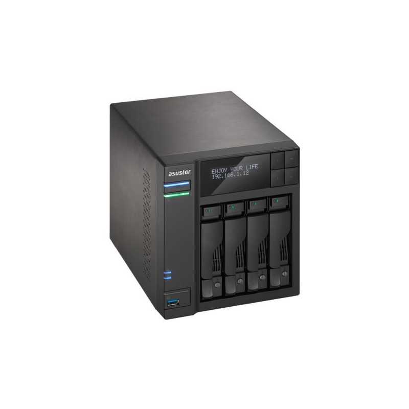 ASUSTOR AS6204T 4-Bay NAS Enclosure (No Drives), Quad Core CPU, 4GB DDR3L, HDMI, USB3, LCD Screen