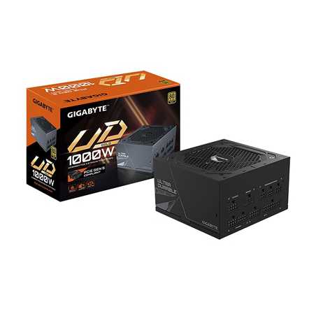 GIGABYTE UD1000GM PG5 1000W PSU, 120mm Smart Hydraulic Bearing Fan, 80 PLUS Gold, Fully Modular, UK Plug, High-Quality Japanese 