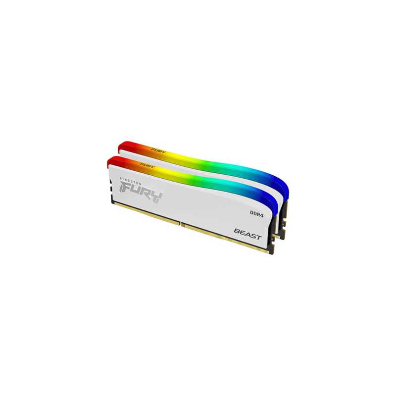 Kingston FURY Beast 16GB (2 x 8GB), DDR4, 3200 MHz, Single-rank Memory, White, DIMM, RGB