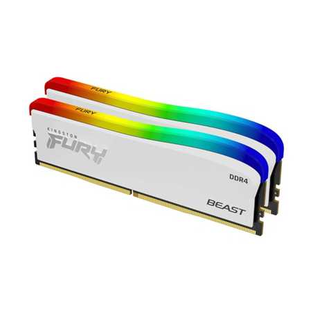 Kingston FURY Beast 16GB (2 x 8GB), DDR4, 3200 MHz, Single-rank Memory, White, DIMM, RGB