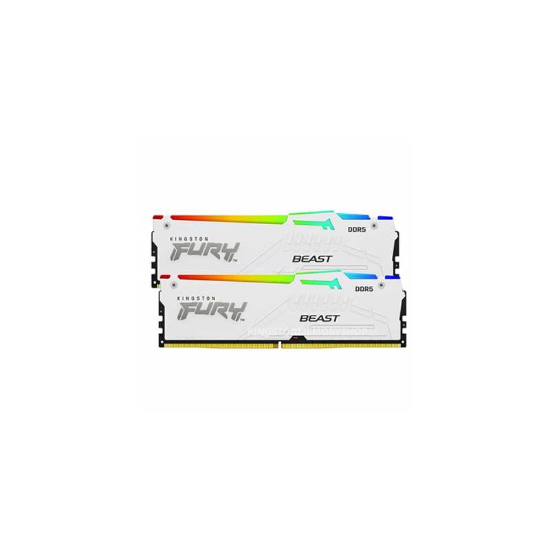 Kingston FURY Beast White RGB Kit, 32 GB (2 x 16GB), DDR5, 5600MHz, Unbuffered, 288-pin, DIMM, CL36, 1.25v