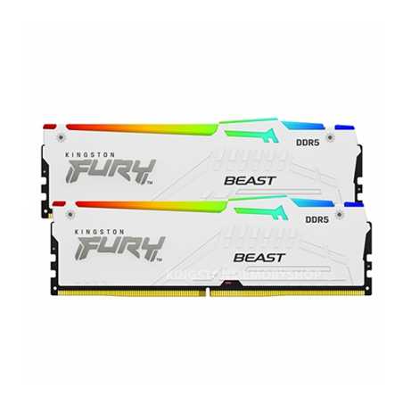 Kingston FURY Beast White RGB Kit, 32 GB (2 x 16GB), DDR5, 5600MHz, Unbuffered, 288-pin, DIMM, CL36, 1.25v