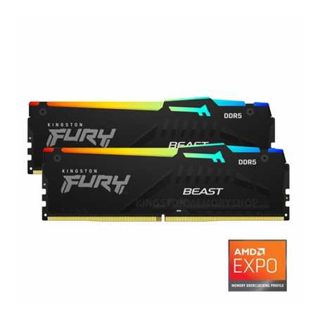 Kingston FURY Beast KF556C36BBEAK2-32 32GB RGB (2x16GB) System Memory, DDR5, 5600MHz, Black, 288 Pin