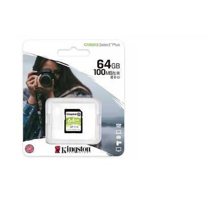 Kingston Canvas Select Plus V10 64GB SD Class 10 UHS-I U3 Flash Card