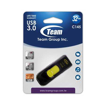 Team C145 32GB USB 3.0 Yellow USB Flash Drive