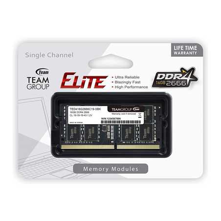 Team Elite 16GB No Heatsink (1 x 16GB) DDR4 2666MHz SODIMM System Memory