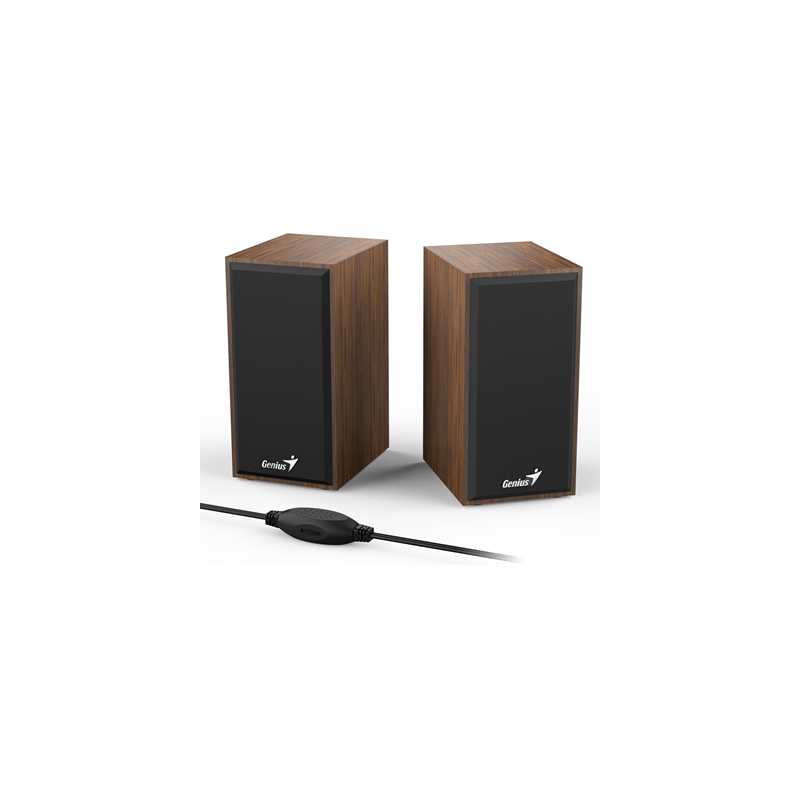 Genius SP-HF180 2.0 Desktop Speakers, Stereo Sound, USB Powered Plug and Play, 6w, 3.5mm with Volume Control, Wooden