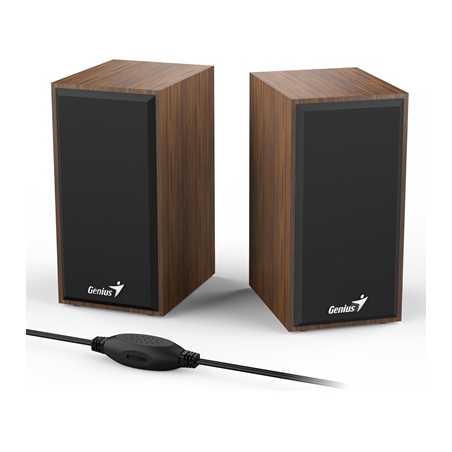 Genius SP-HF180 2.0 Desktop Speakers, Stereo Sound, USB Powered Plug and Play, 6w, 3.5mm with Volume Control, Wooden