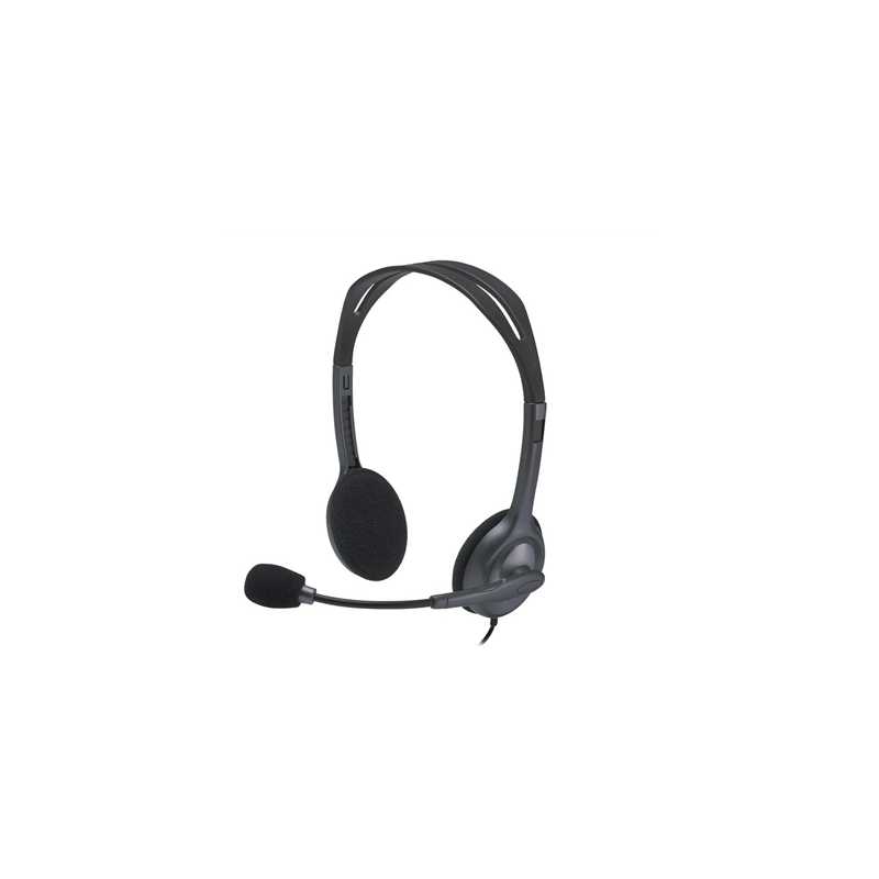 Logitech H111 Wired Headset, Stereo Sound, 3.5mm Audio Jack, Noise-Cancelling Microphone, Black