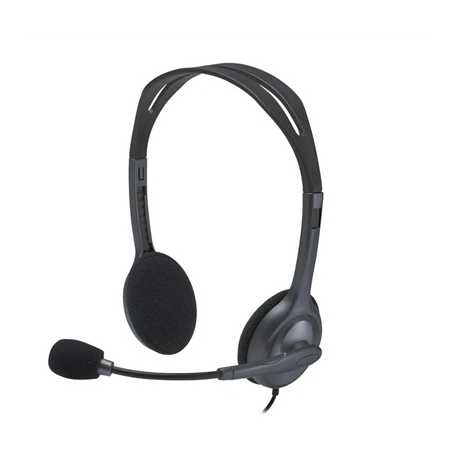 Logitech H111 Wired Headset, Stereo Sound, 3.5mm Audio Jack, Noise-Cancelling Microphone, Black