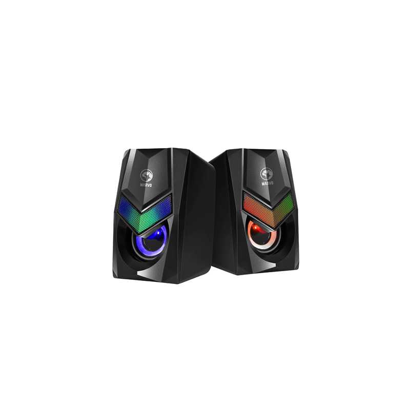 Marvo Scorpion SG-118 Gaming Speakers, Stereo Sound, USB Powered, 7 Colour RGB Lighting, 6w, 3.5mm Input, Black