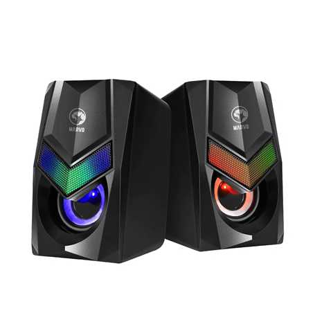 Marvo Scorpion SG-118 Gaming Speakers, Stereo Sound, USB Powered, 7 Colour RGB Lighting, 6w, 3.5mm Input, Black