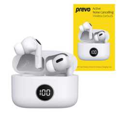 Prevo M10 Active Noise Cancelling TWS Earbuds, Bluetooth 5.3, Automatic Pairing, Touch Control Feature with Digital LED Display 
