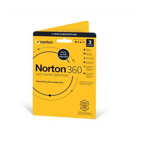 Norton 360 with Game Optimizer 2022, Antivirus software for 3 Devices, 1-year subscription Includes Secure VPN, Dark Web Monitor