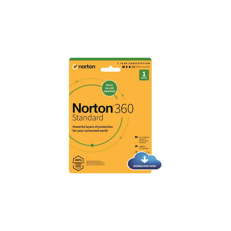 Norton 360 Standard 2022, Antivirus Software for 1 Device, 1-year Subscription, Includes Secure VPN, Password Manager and 10GB o