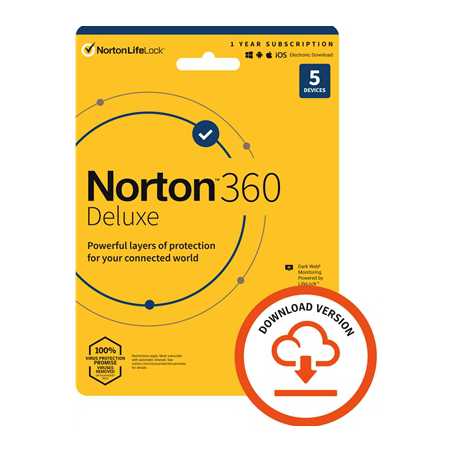 Norton 360 Deluxe 2022, Antivirus Software for 5 Devices, 1-year Subscription, Includes Secure VPN, Password Manager and 50GB of